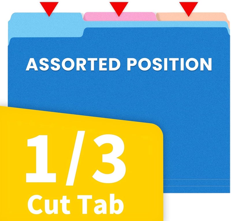 SUNEE File Folders, 36 Pack Manilla Folders 8.5 x 11, Colored File Folders Home Office School Supplies for Documents Files Paper, 6 Assorted Colors - Image 3